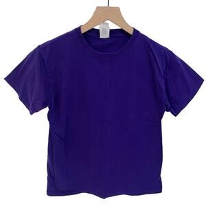 Gildan Heavy Cotton Solid Purple Short Sleeve T Shirt Size Medium Youth